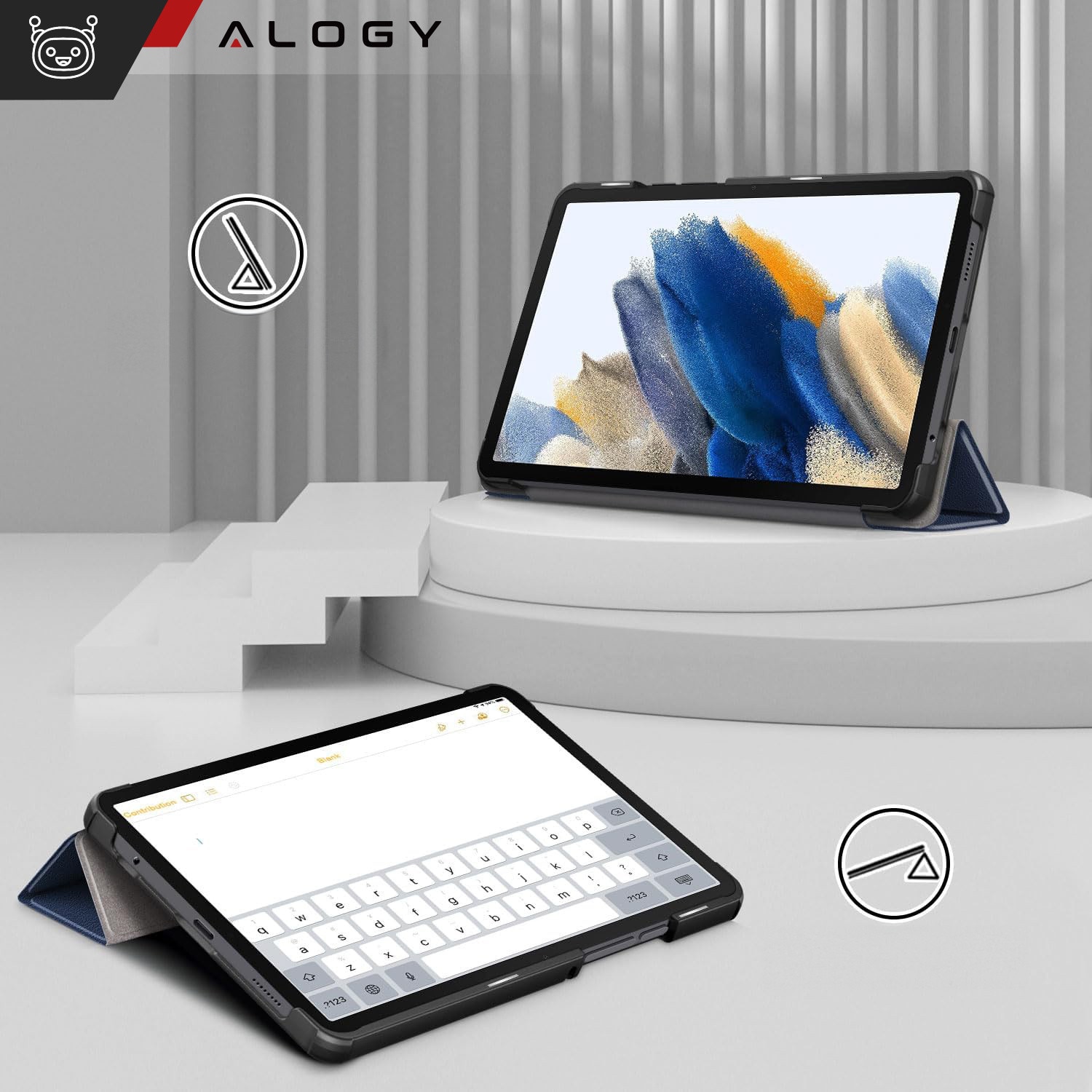Etui Book Cover Case Alogy pentru Samsung Galaxy Tab A9 2023 8.7", granat, functie Sleep/Wake Up, set 1x etui