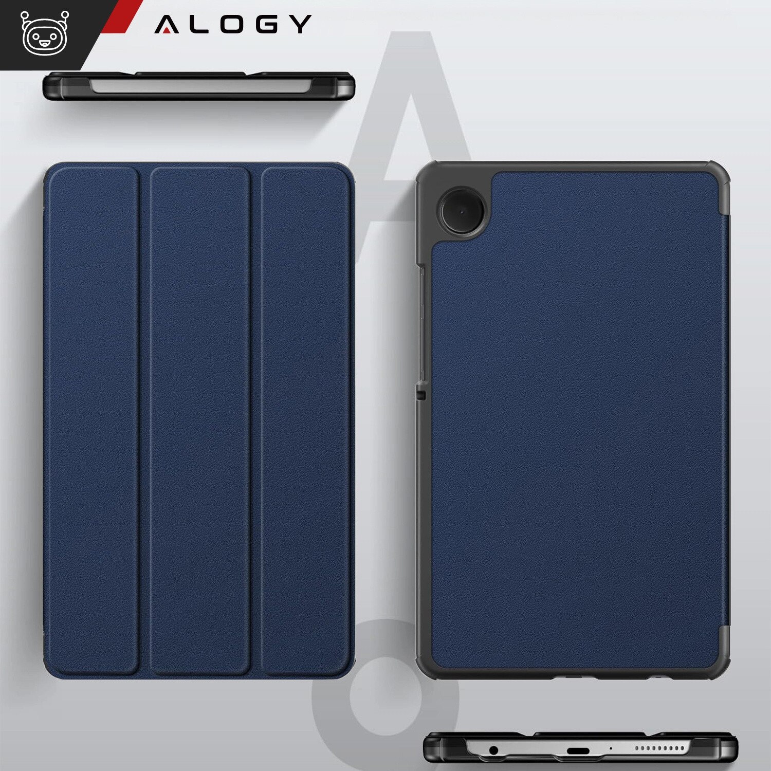 Etui Book Cover Case Alogy pentru Samsung Galaxy Tab A9 2023 8.7", granat, functie Sleep/Wake Up, set 1x etui