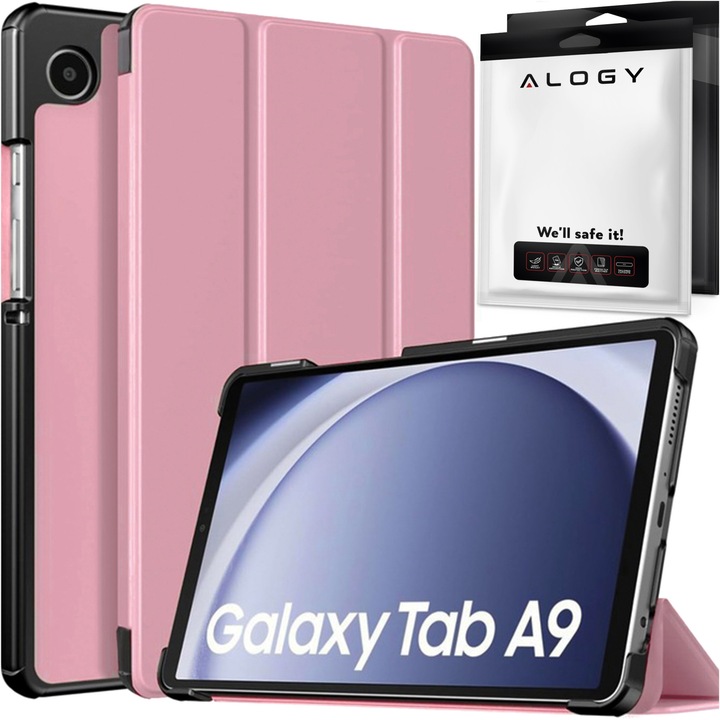 Etui Book Cover Case pentru Samsung Galaxy Tab A9 2023 8.7", Alogy, ecologic, roz, set 1x etui