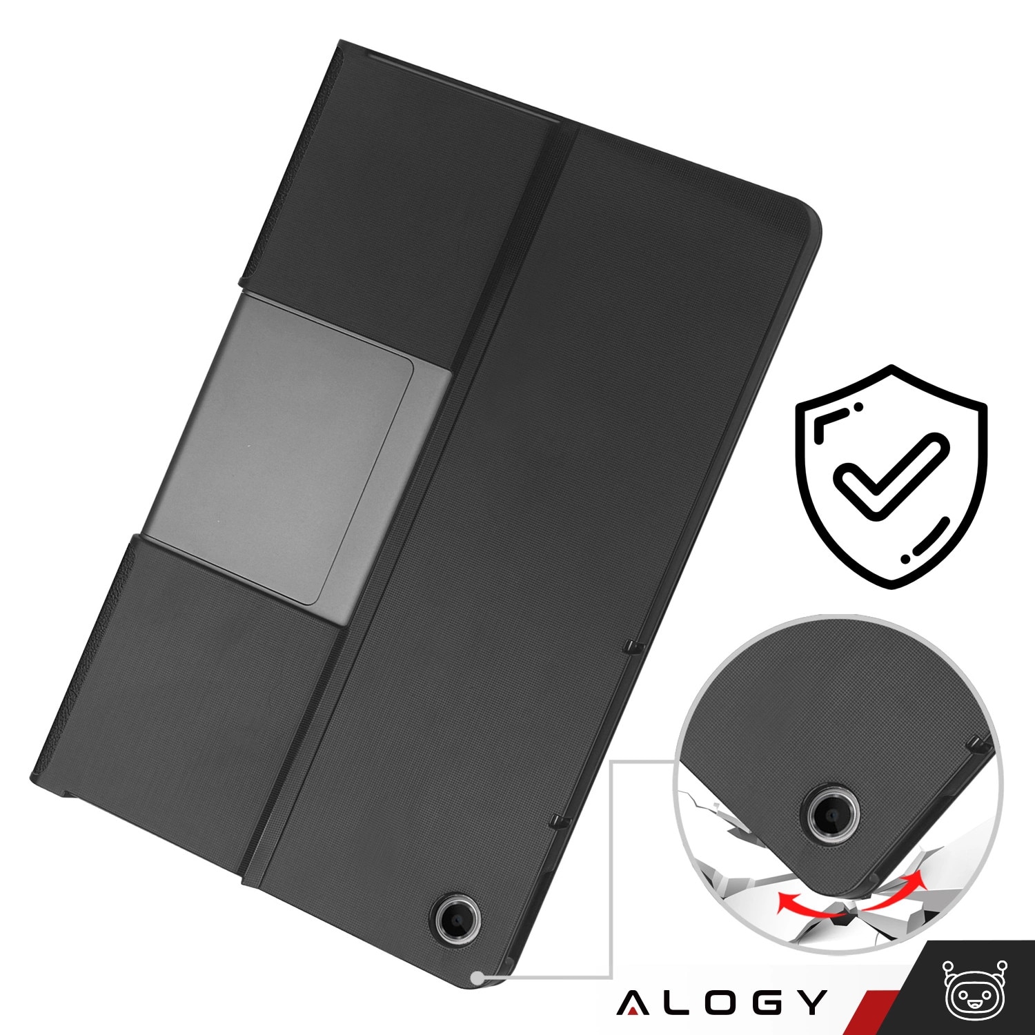 Etui set pentru Lenovo Tab Plus 11.5" 2024 TB351FU, Alogy Book Cover, negru, cu stylus gratuit