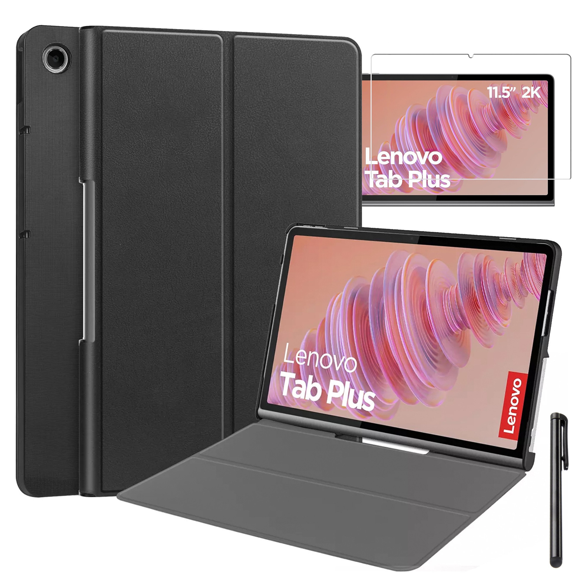 Etui set pentru Lenovo Tab Plus 11.5" 2024 TB351FU, Alogy Book Cover, negru, cu stylus gratuit