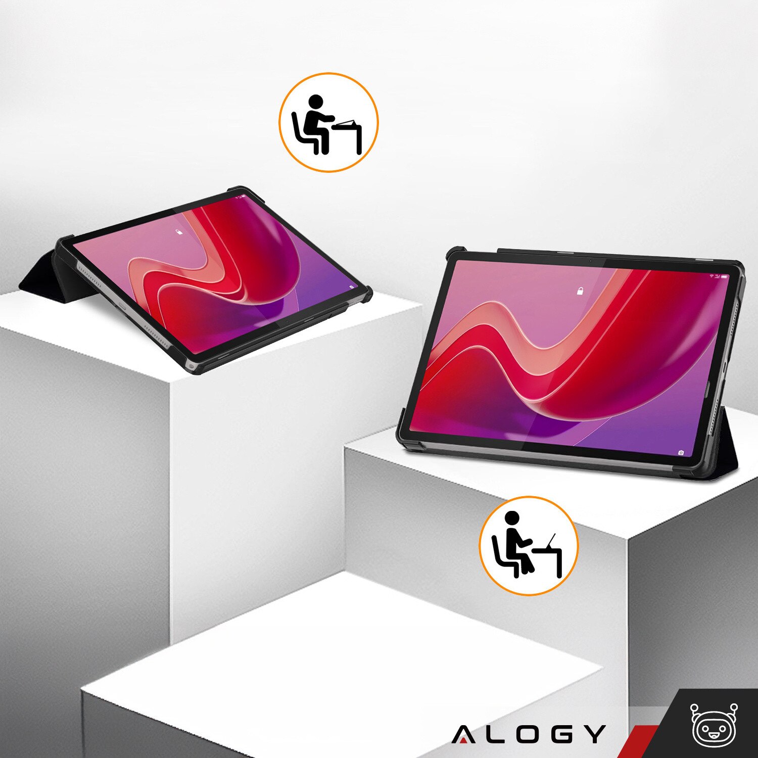 Etui Alogy Book Cover Case pentru Lenovo Tab K11 / K11E 11" si M11 10.95", multicolor, cu functie Sleep/Wake Up, set cu sticla si stylus