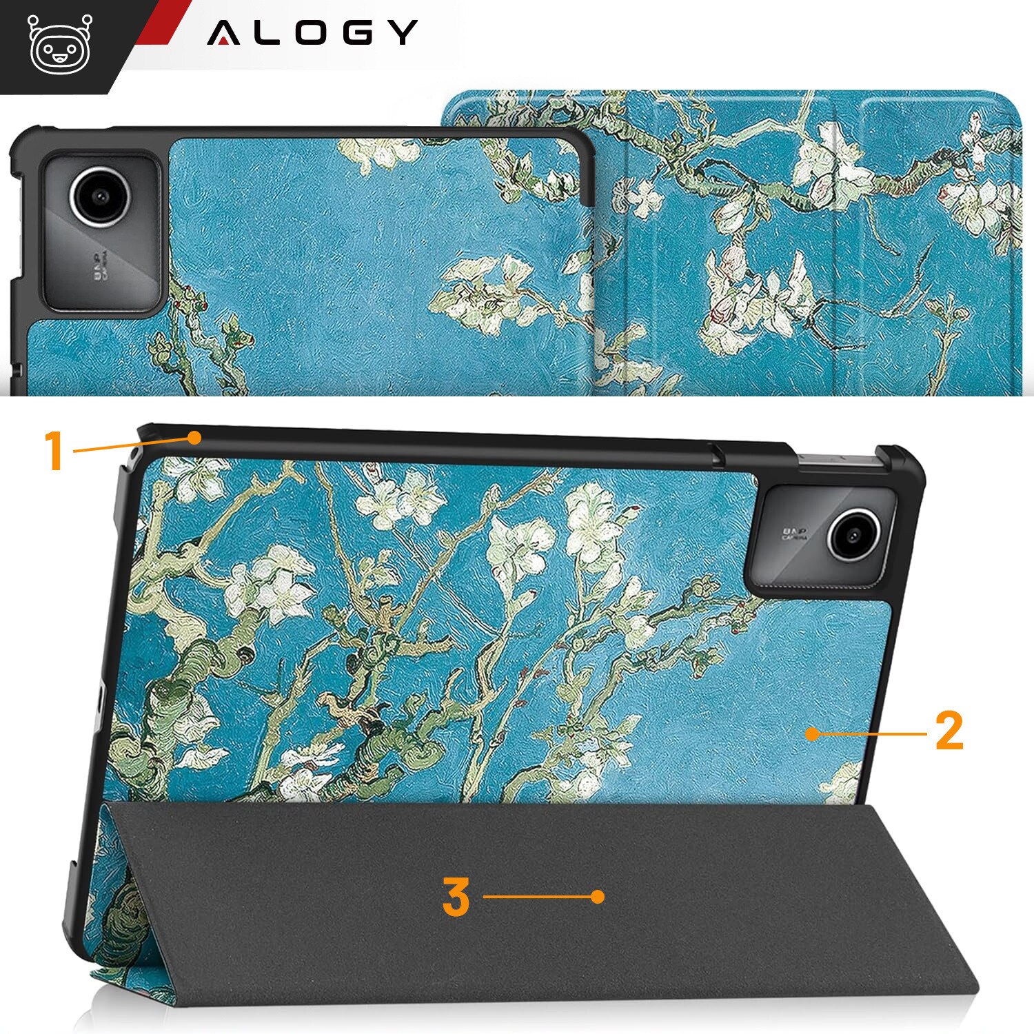 Etui Alogy Book Cover Case pentru Lenovo Tab K11 / K11E 11" si M11 10.95", ecologic, cu functie Sleep/Wake Up, culoare: multicolor