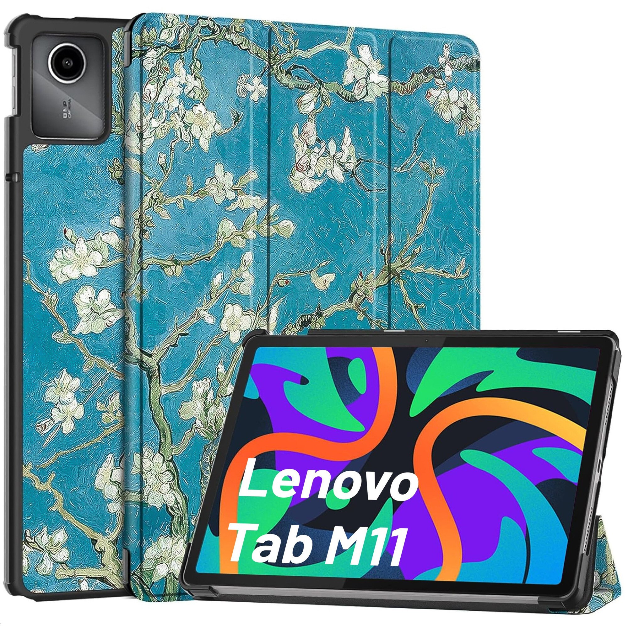 Etui Alogy Book Cover Case pentru Lenovo Tab K11 / K11E 11" si M11 10.95", ecologic, cu functie Sleep/Wake Up, culoare: multicolor