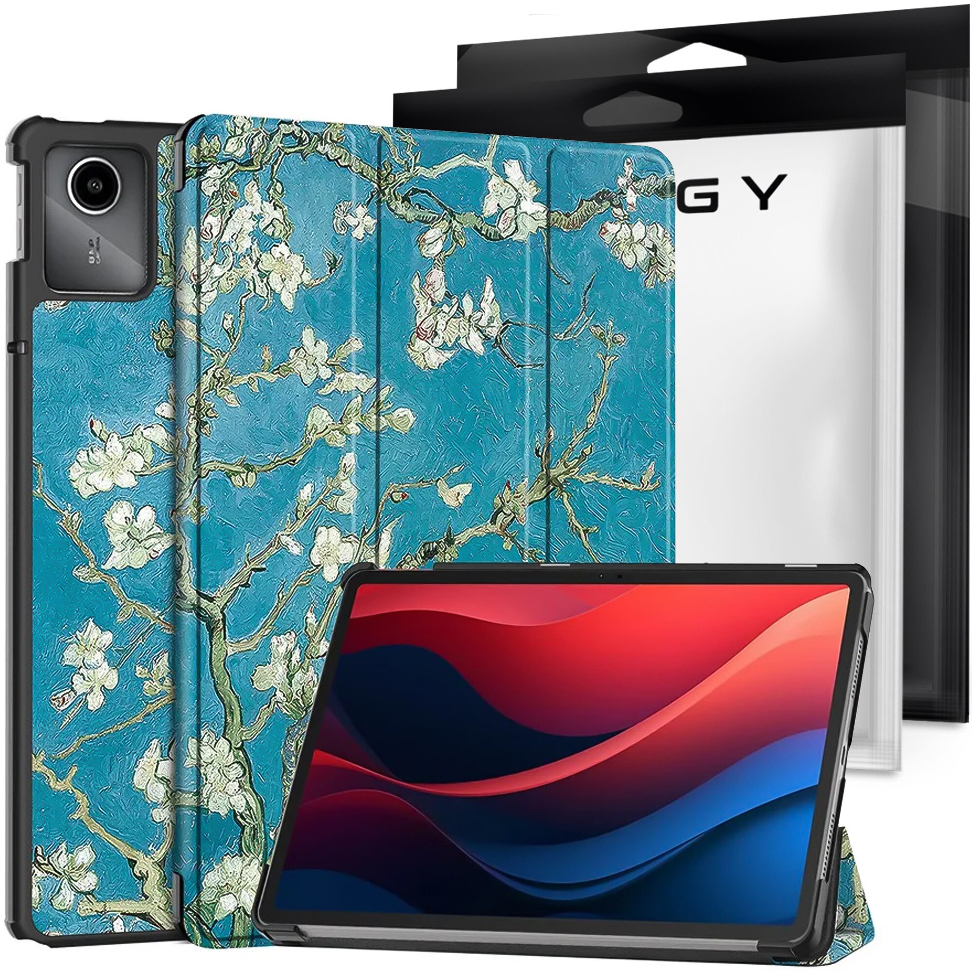 Etui Alogy Book Cover Case pentru Lenovo Tab K11 / K11E 11" si M11 10.95", ecologic, cu functie Sleep/Wake Up, culoare: multicolor