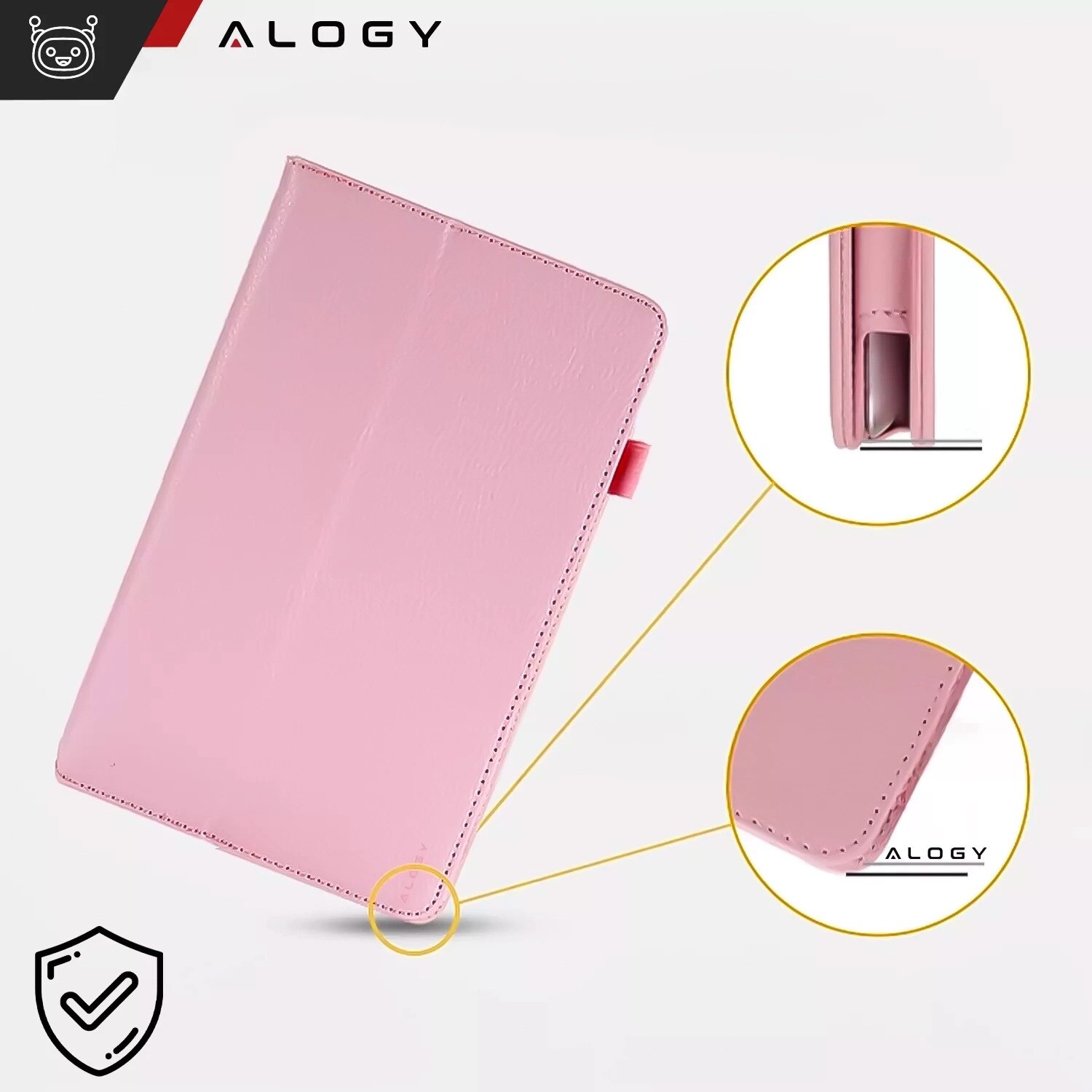 Etui cu suport Alogy pentru Lenovo Tab K11 / K11E 11" si M11 10.95", roz, din piele ecologica si microfibra