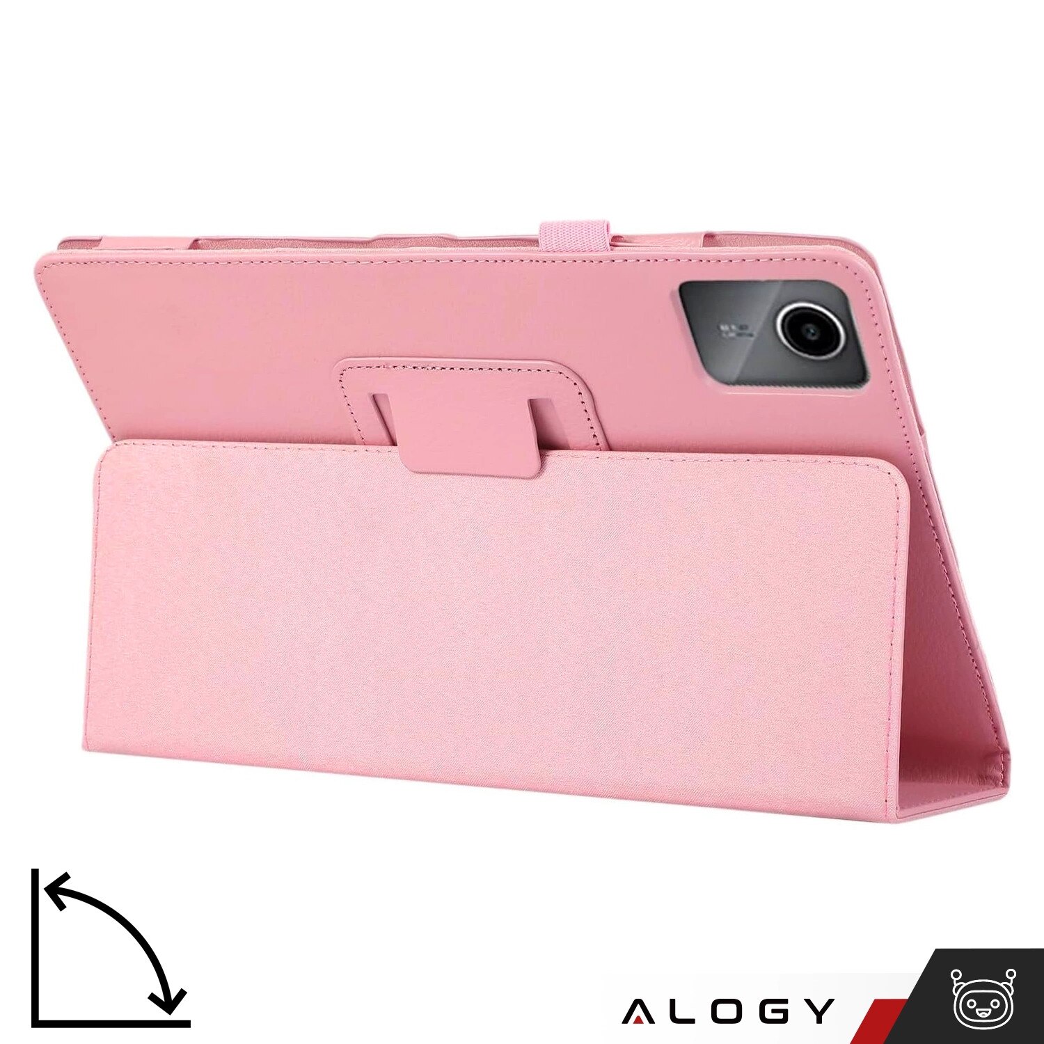 Etui cu suport Alogy pentru Lenovo Tab K11 / K11E 11" si M11 10.95", roz, din piele ecologica si microfibra