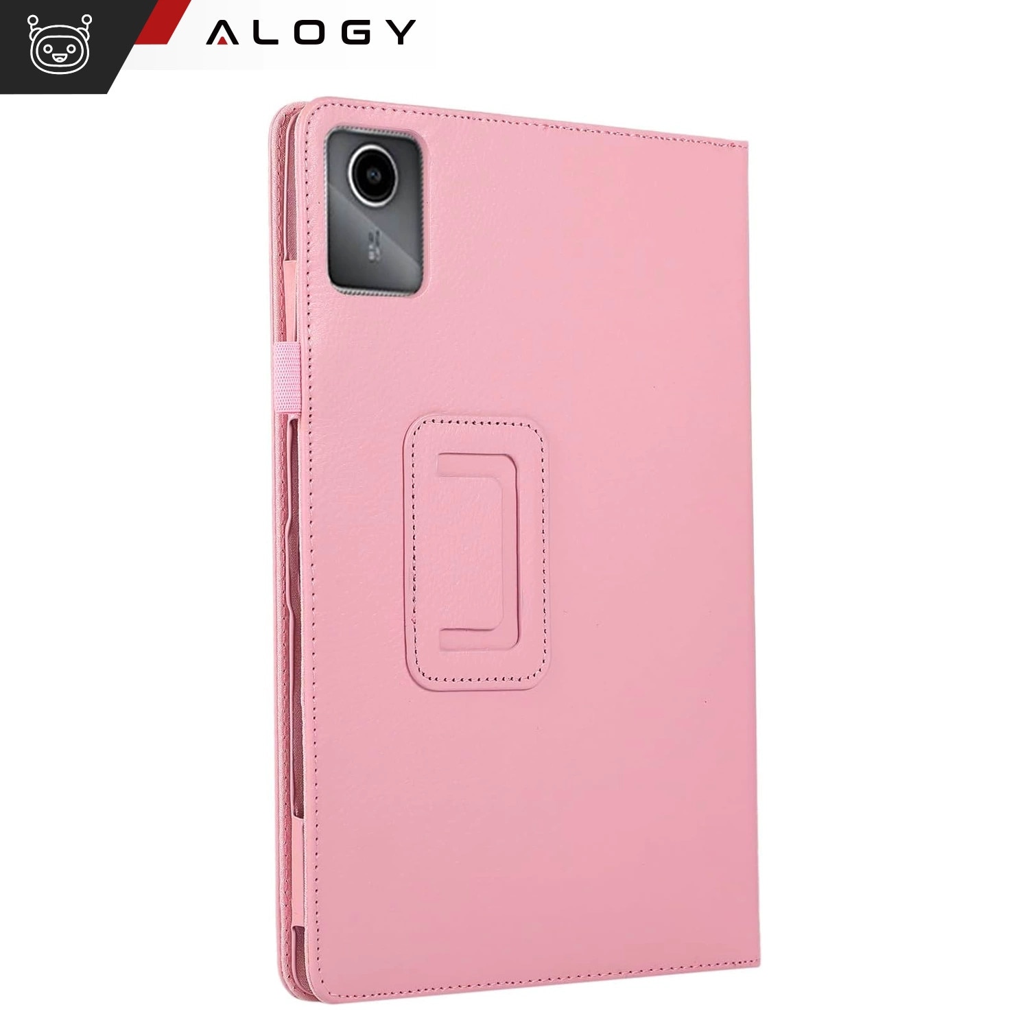Etui cu suport Alogy pentru Lenovo Tab K11 / K11E 11" si M11 10.95", roz, din piele ecologica si microfibra
