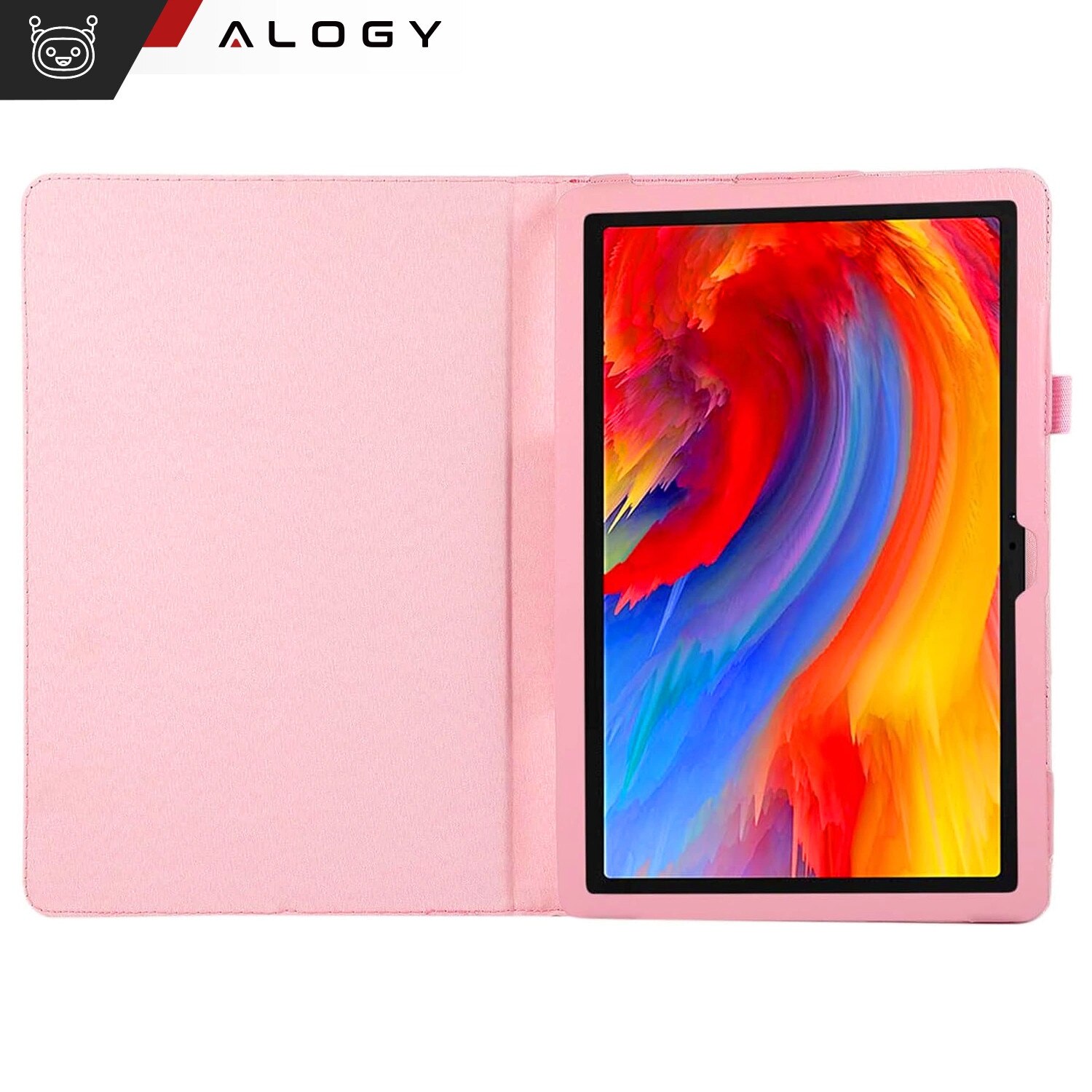Etui cu suport Alogy pentru Lenovo Tab K11 / K11E 11" si M11 10.95", roz, din piele ecologica si microfibra