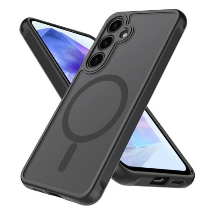 Etui Samsung Galaxy S24 FE Alogy MagSafe HybridMatte, protectie maxima, design subtire, negru