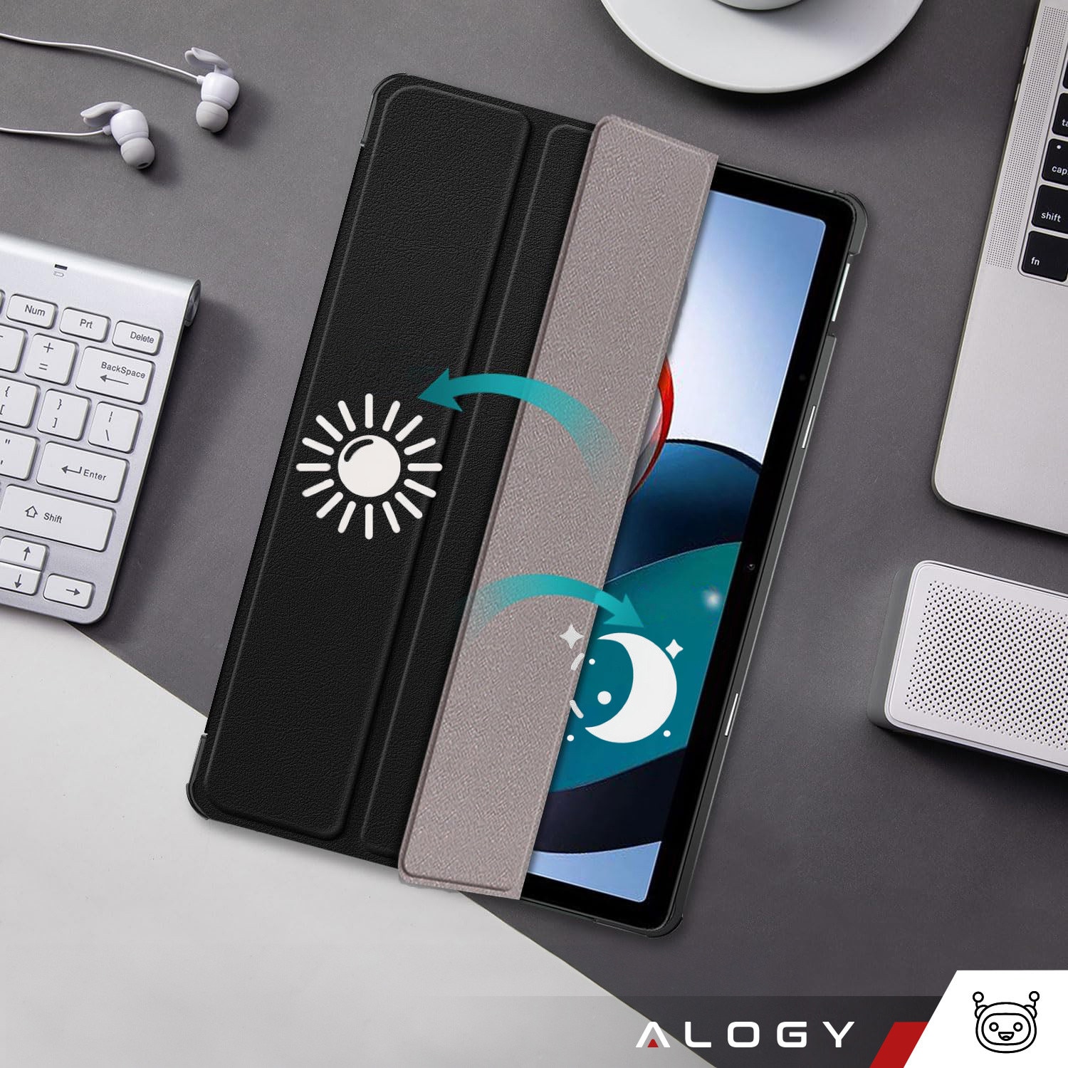 Etui pentru tableta Alogy Book Cover Case, protectie, negru, 11"