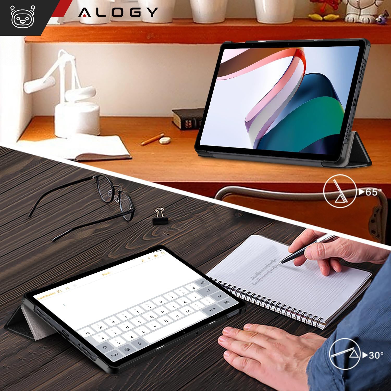 Etui pentru tableta Alogy Book Cover Case, protectie, negru, 11"