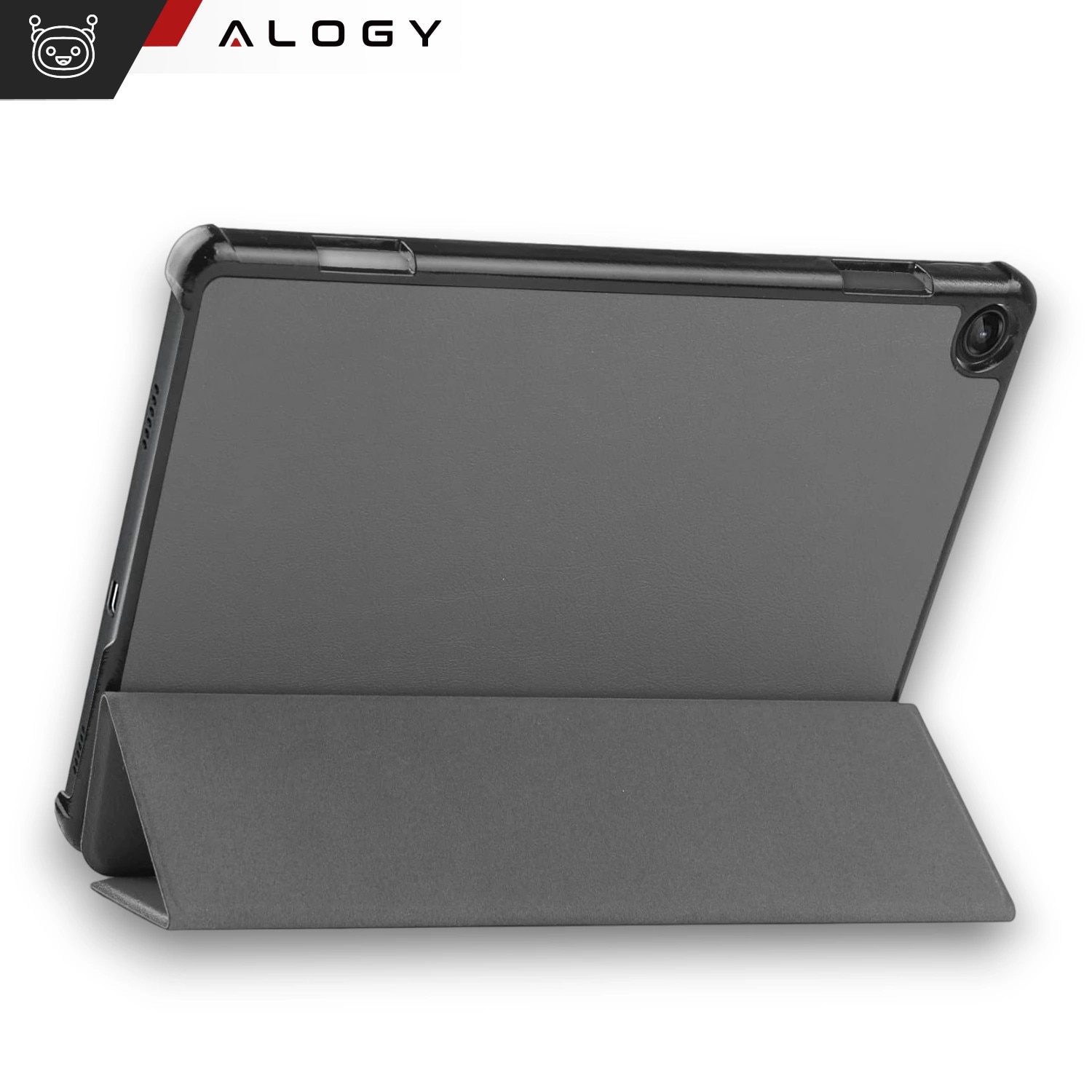 Etui pentru tableta Alogy Book Cover, gri, pentru Lenovo Tab M10 3gen 10.1" 2022, cu functie de suport, set cu sticla si stylus