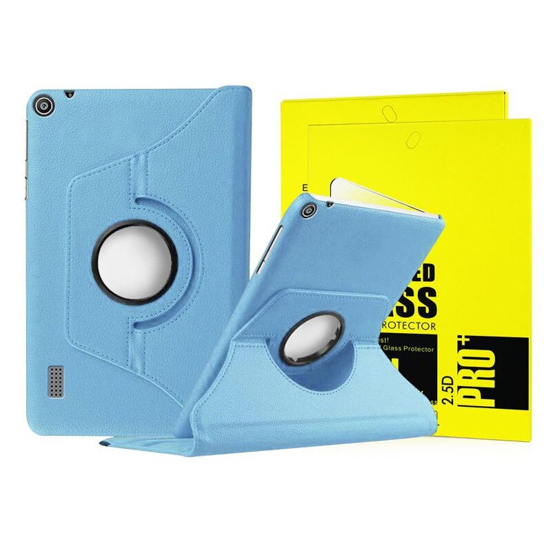 Etui obrotowe 360 pentru tableta, Huawei MediaPad T3 7.0, albastru, cu functie de suport