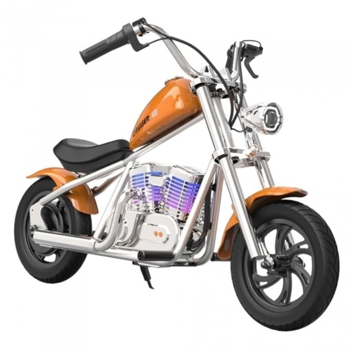 Motocicleta electrica Hyper Gogo Cruiser 12 Plus, portocalie, pentru copii, 12km autonomie, 3 viteze, 90x160cm