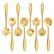 Set 8 lingurite pentru cafea, ceai, desert, Axroad Mall, Lingurite cu model floral, Usor de curatat, Design ergonomic, Finisaj lucios, Usor de depozitat, Design elegant, Otel inoxidabil, 12.5*3cm, Auriu