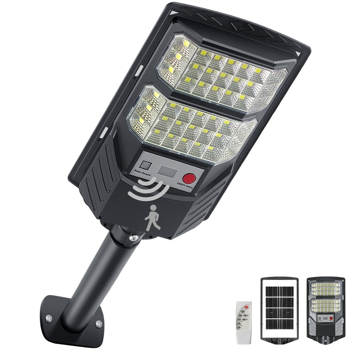 KOOPAO napelemes lámpák, 200W, 8500K, 1 darab, IP65, mozgásérzékelővel és távirányítóval