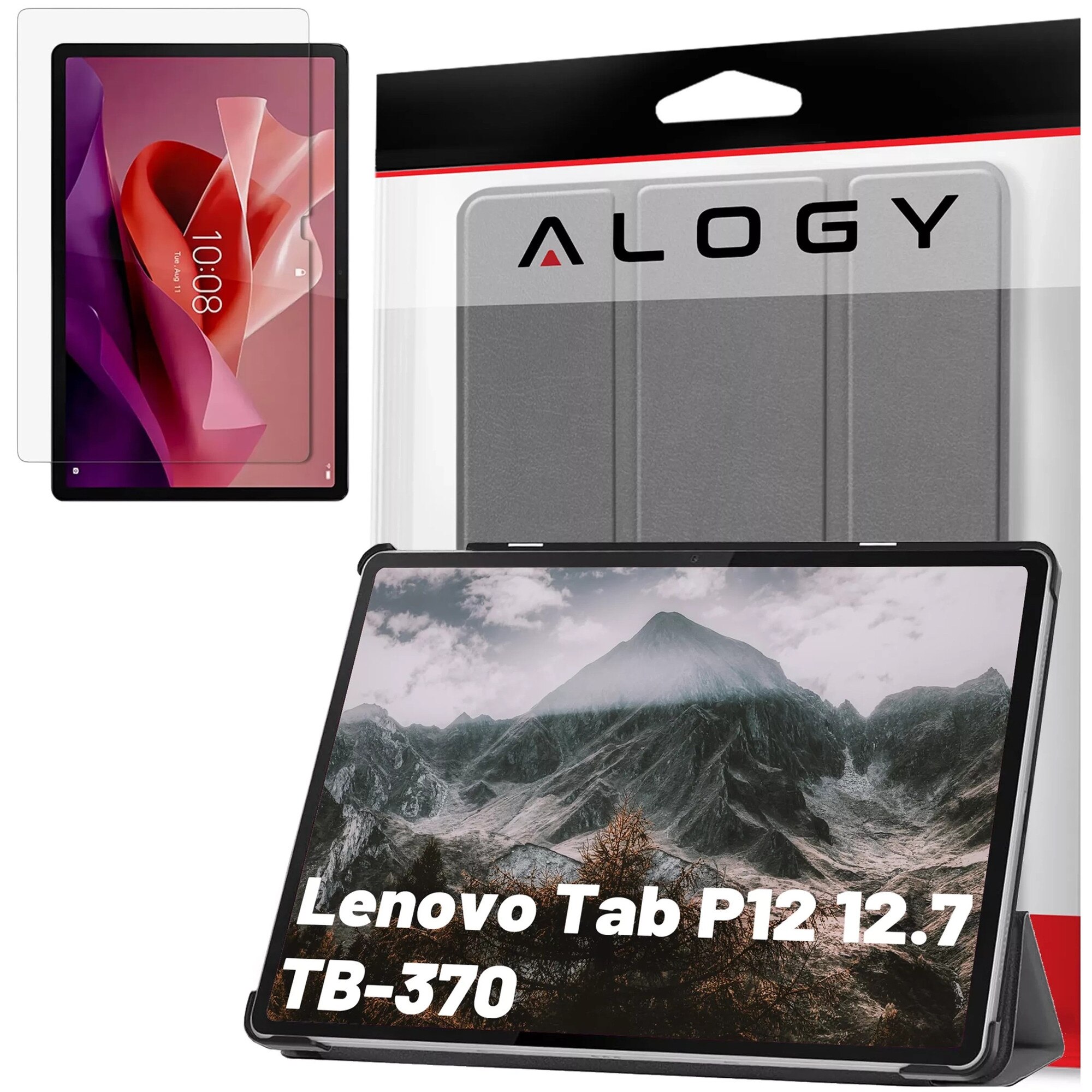 Husă tabletă, Alogy, Book Cover Case pentru Lenovo Tab P12, gri