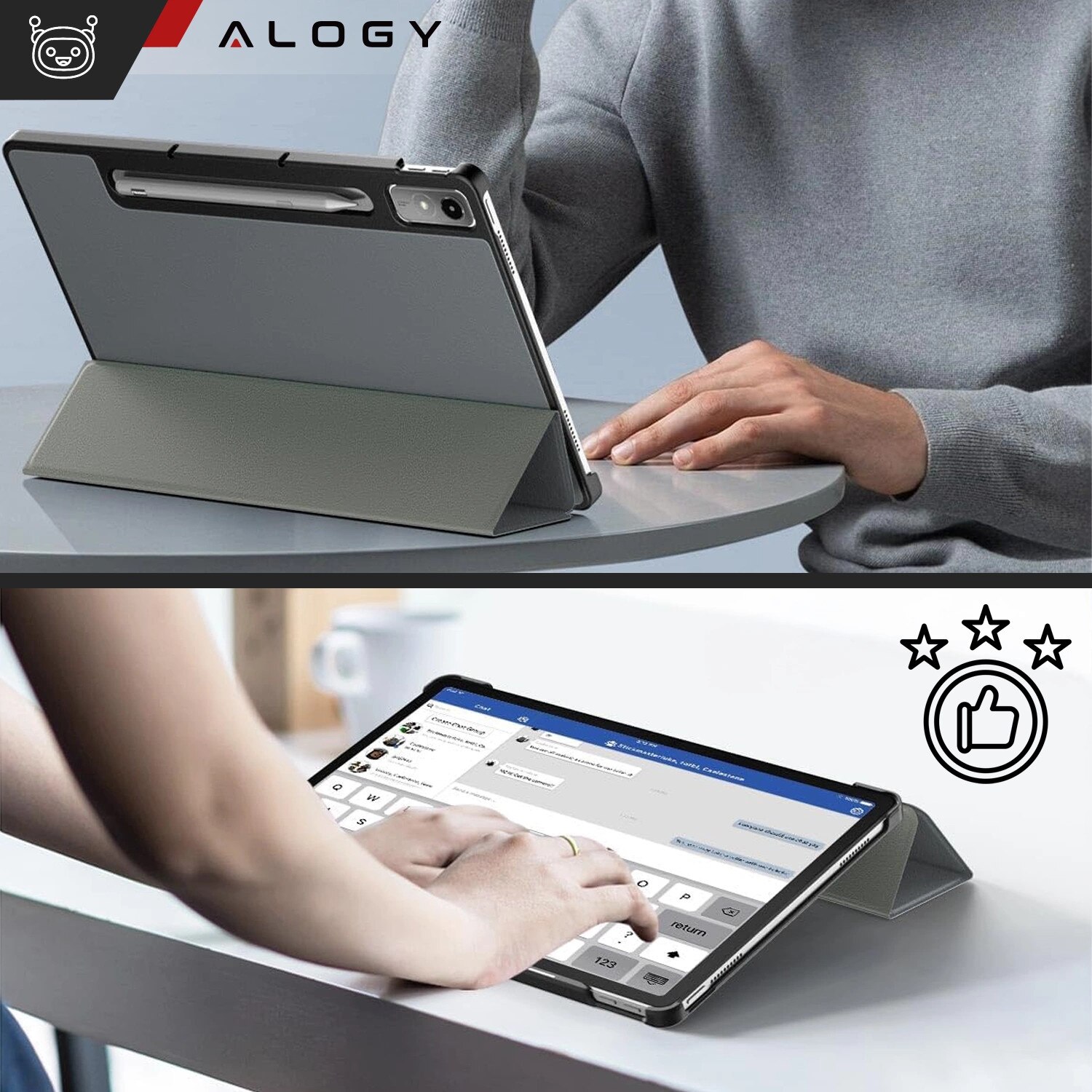 Husă tabletă, Alogy, Book Cover Case pentru Lenovo Tab P12, gri