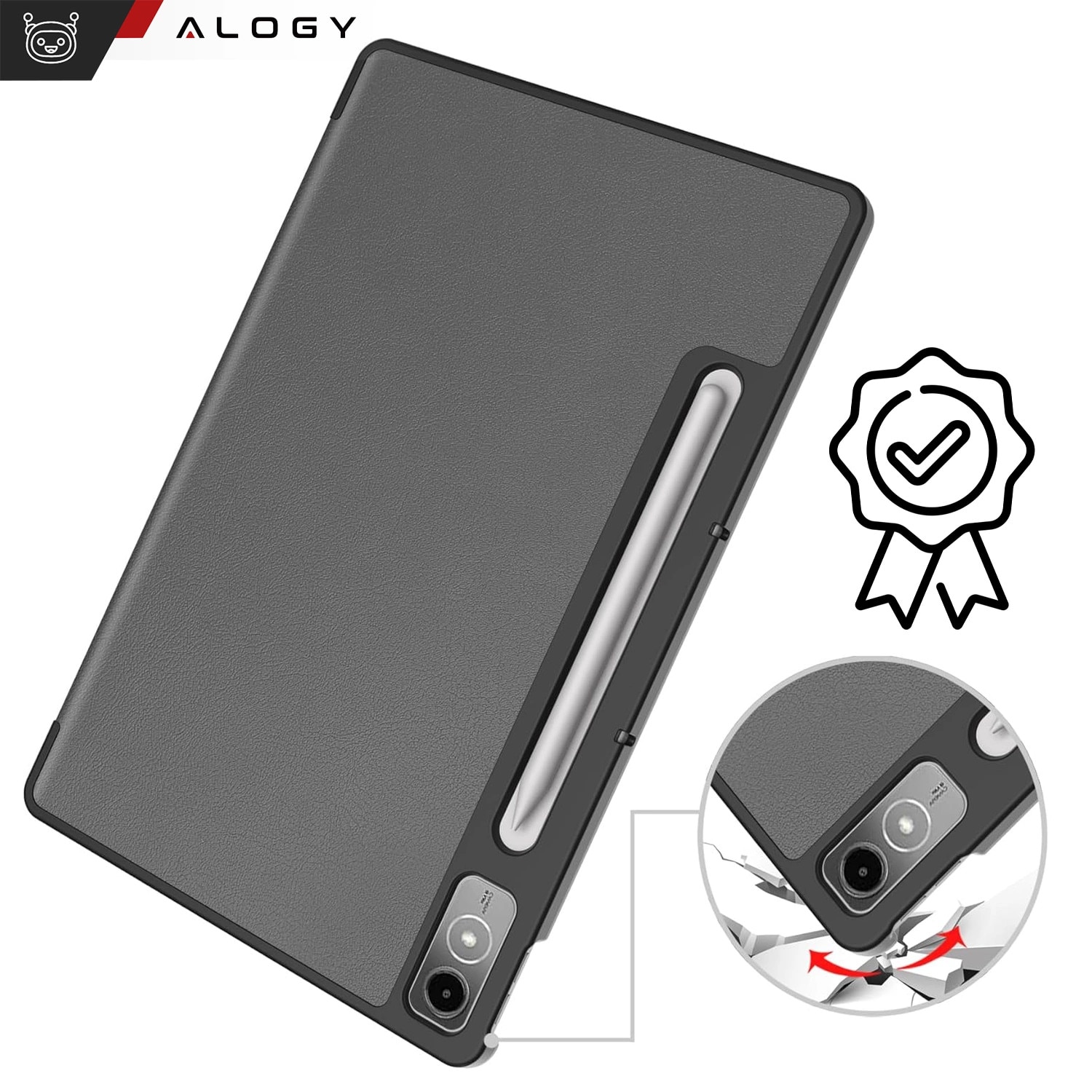 Husă tabletă, Alogy, Book Cover Case pentru Lenovo Tab P12, gri