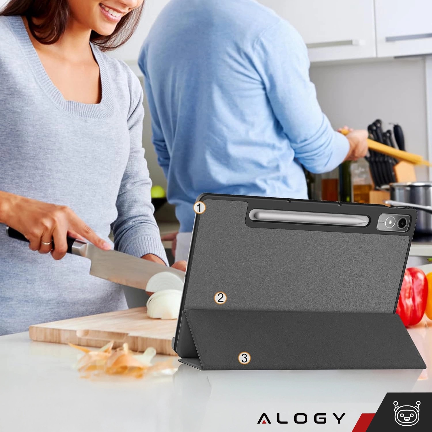 Husă tabletă, Alogy, Book Cover Case pentru Lenovo Tab P12, gri