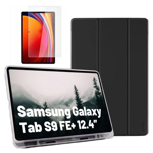 Husa de protectie pentru Samsung Galaxy Tab S9 FE+ 12.4" Alogy Book Cover Case, neagra
