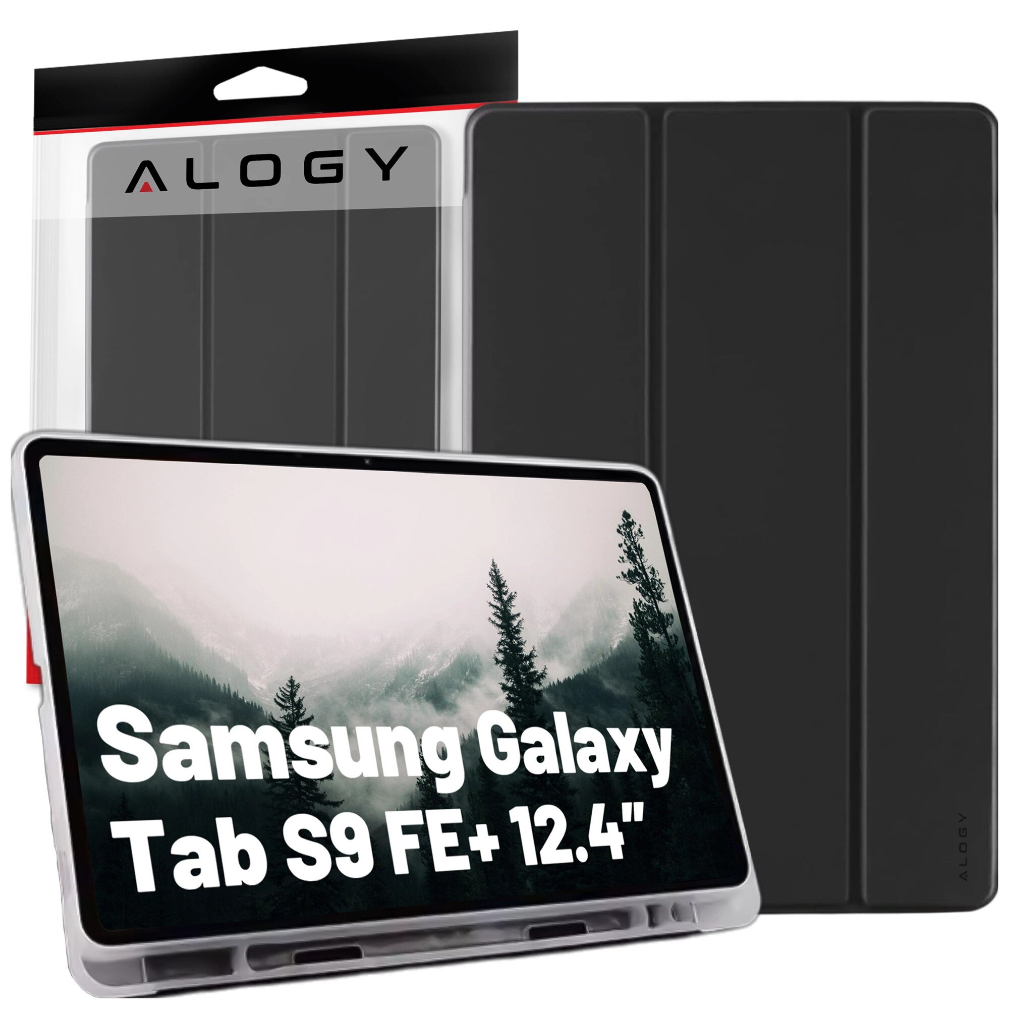 Husa de protectie pentru Samsung Galaxy Tab S9 FE+ 12.4" Alogy Book Cover Case, neagra