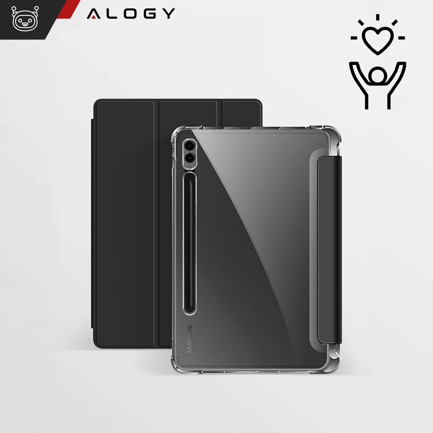 Husa de protectie pentru Samsung Galaxy Tab S9 FE+ 12.4" Alogy Book Cover Case, neagra