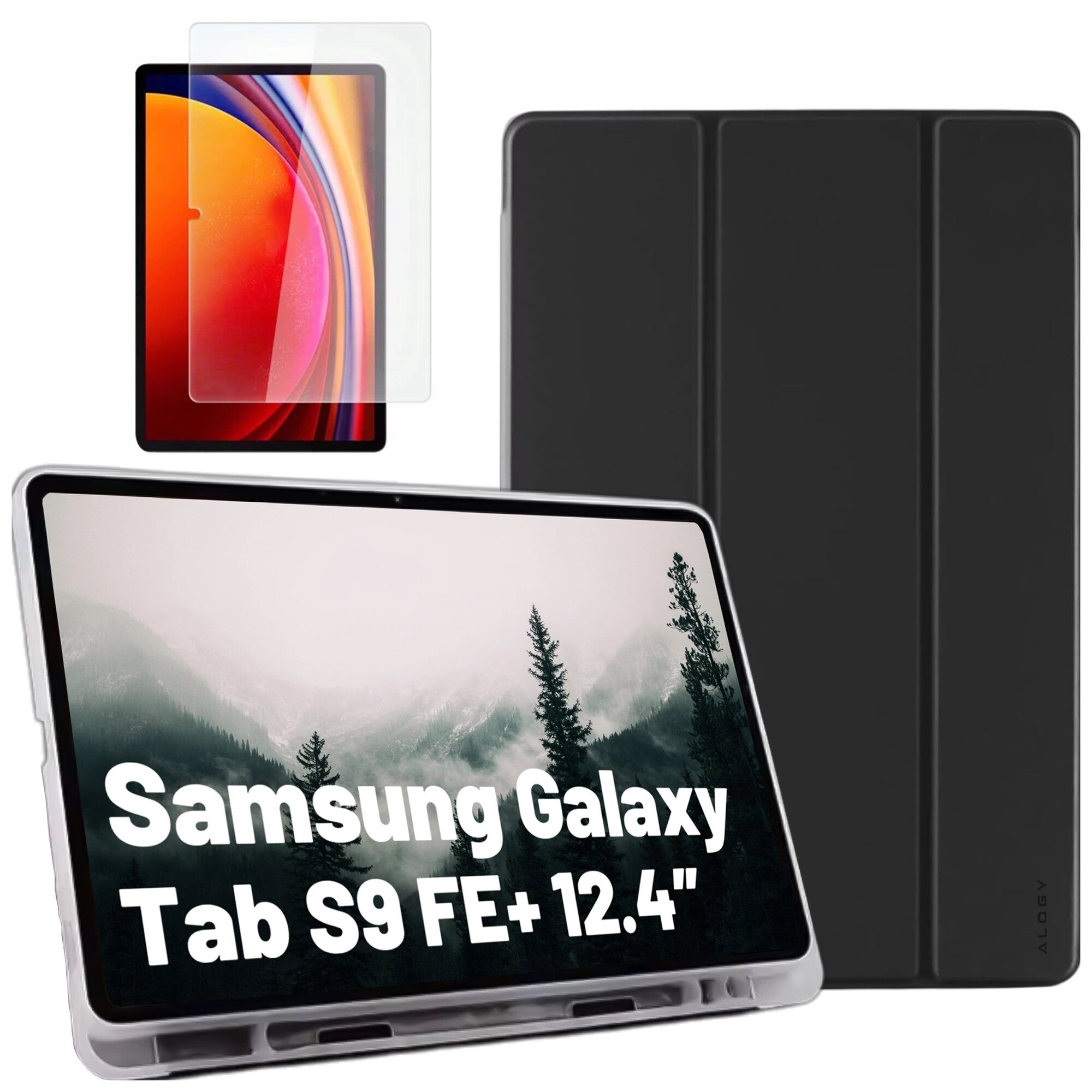 Husa de protectie pentru Samsung Galaxy Tab S9 FE+ 12.4" Alogy Book Cover Case, neagra