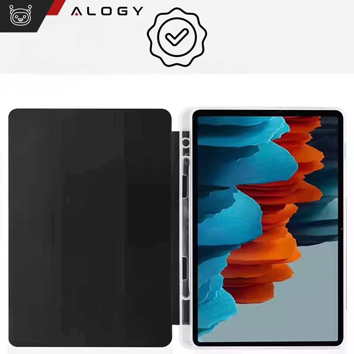 Husa de protectie pentru Samsung Galaxy Tab S9 FE+ 12.4" Alogy Book Cover Case, neagra