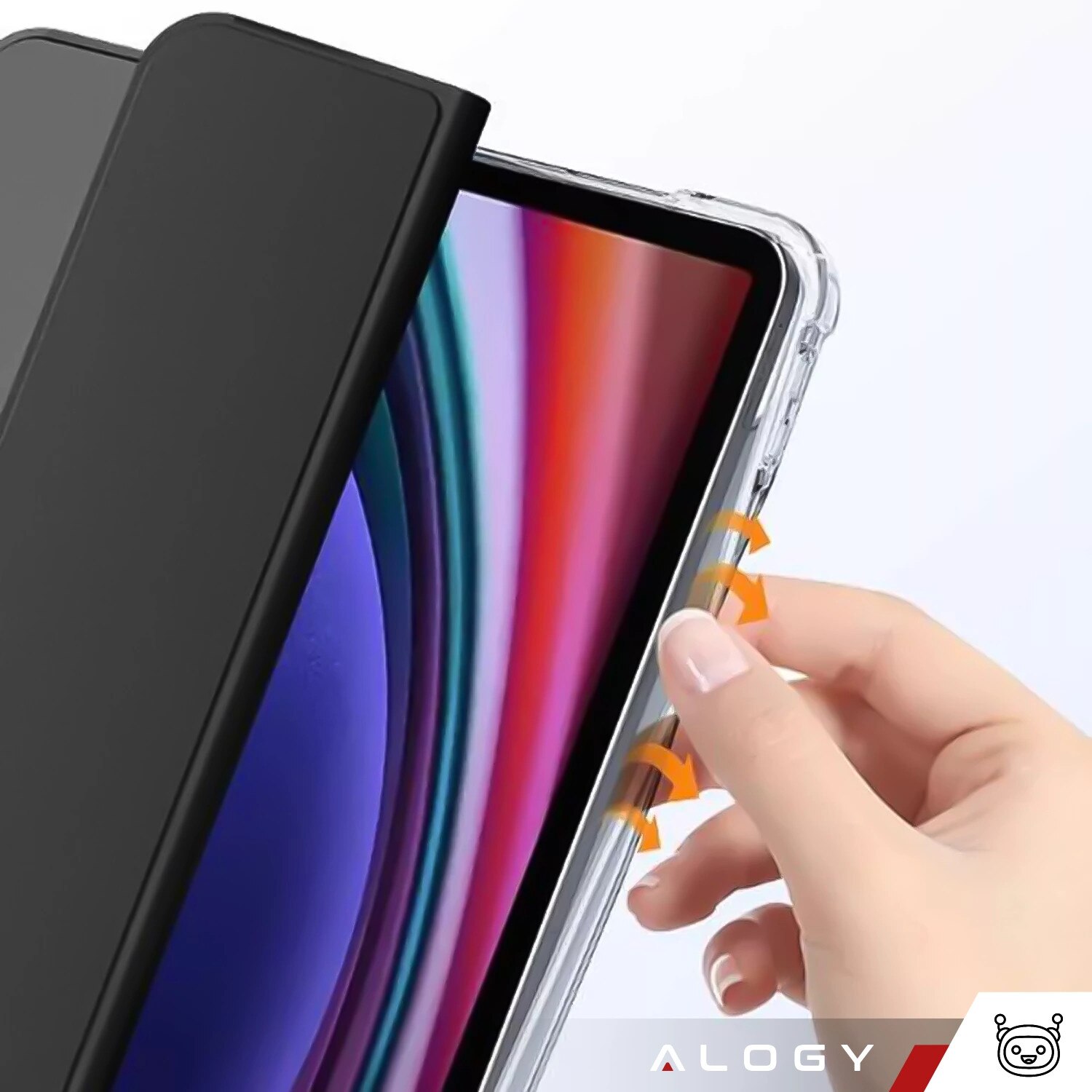 Husa de protectie pentru Samsung Galaxy Tab S9 FE+ 12.4" Alogy Book Cover Case, neagra
