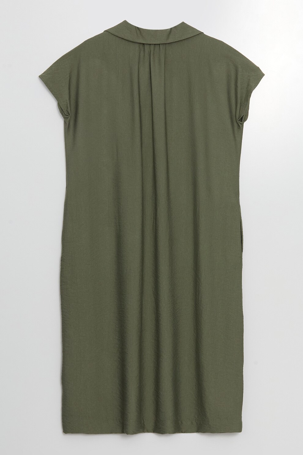 LC WAIKIKI, Rochie cu guler ascutit, verde militar prafuit, XS-S