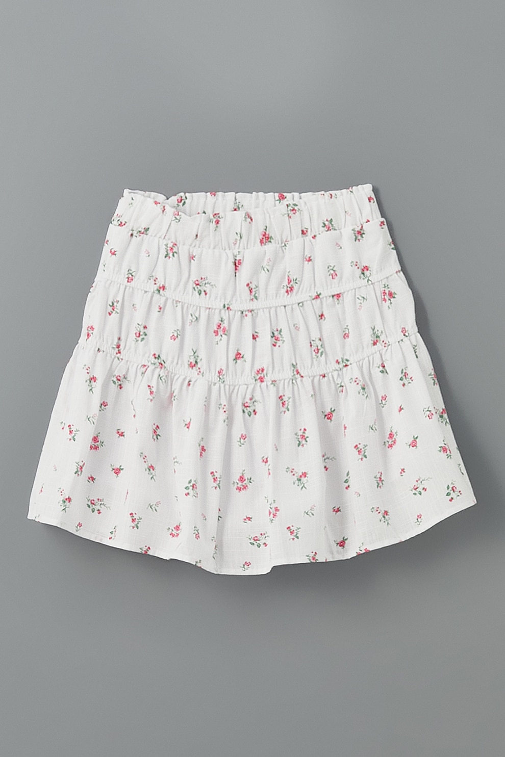 LC WAIKIKI, Fusta de bumbac cu imprimeu floral, Coral, Alb optic, 158-164 CM