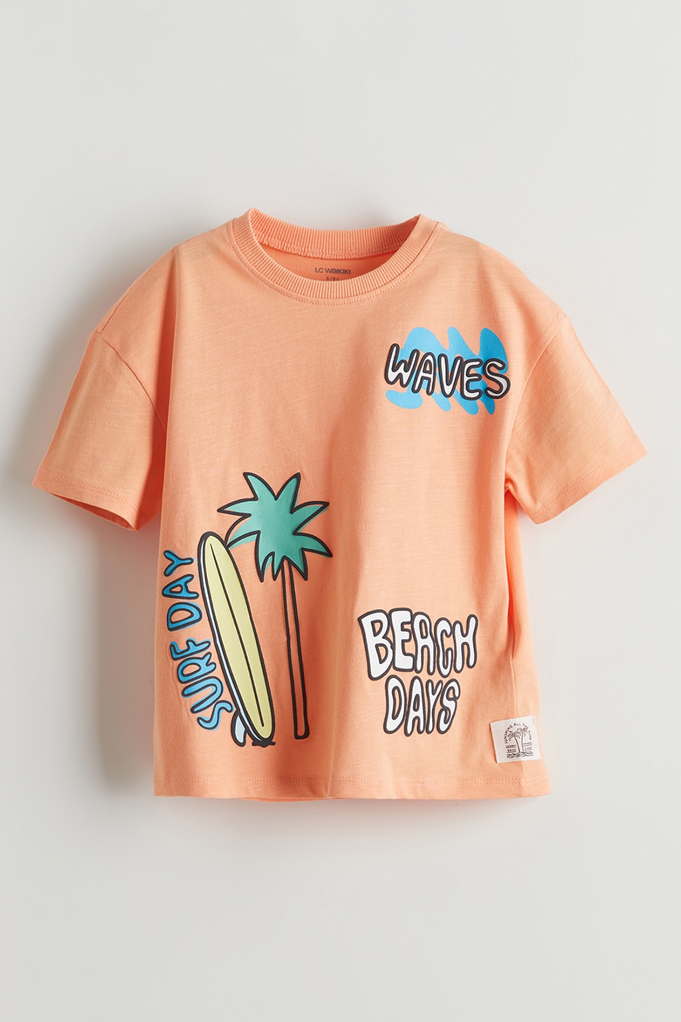 LC WAIKIKI, Tricou lejer de bumbac cu imprimeu, Roz somon