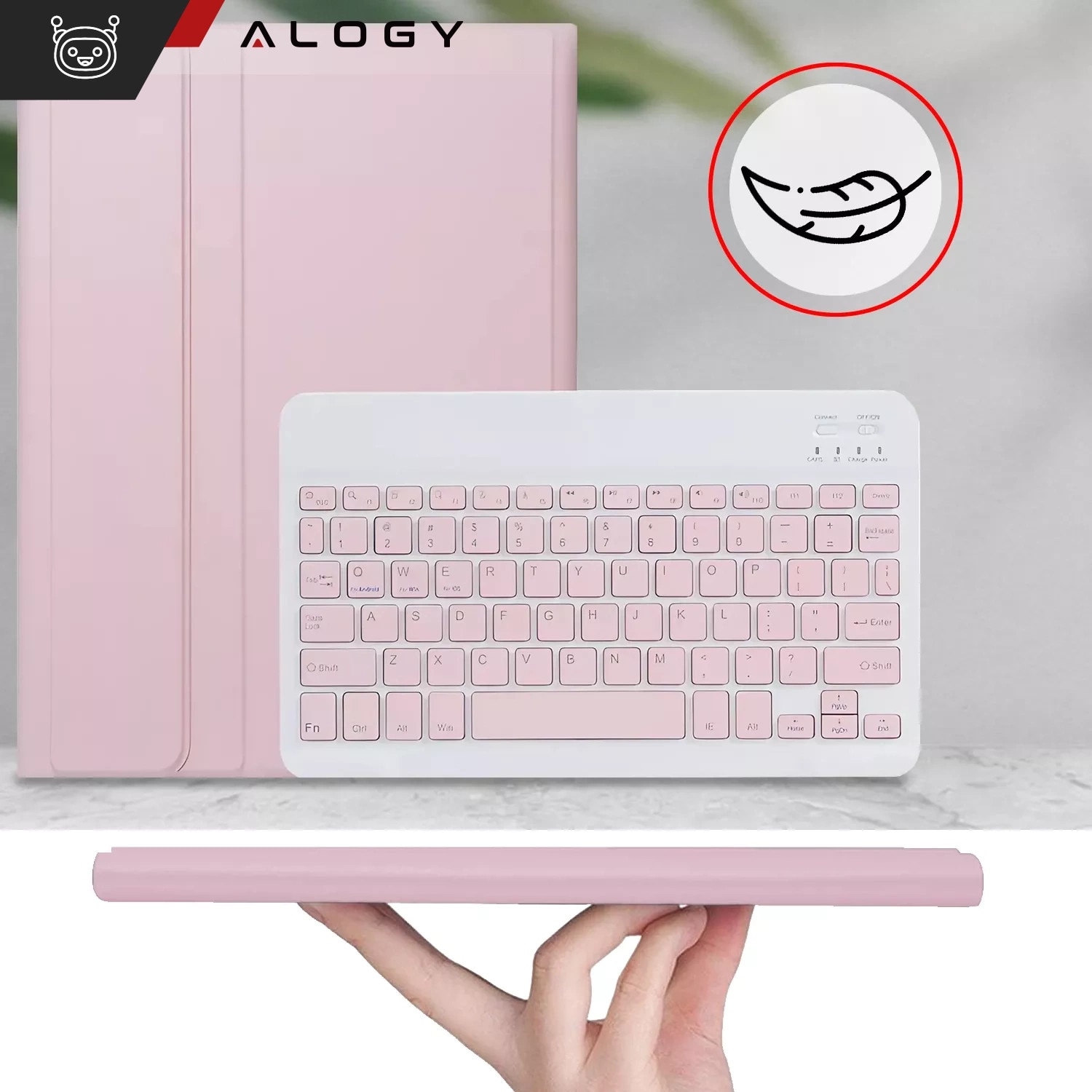 Husa cu tastatura wireless si suport, pentru Lenovo Tab K11 / K11E 11" si M11 10.95", roz, 260x180x17mm