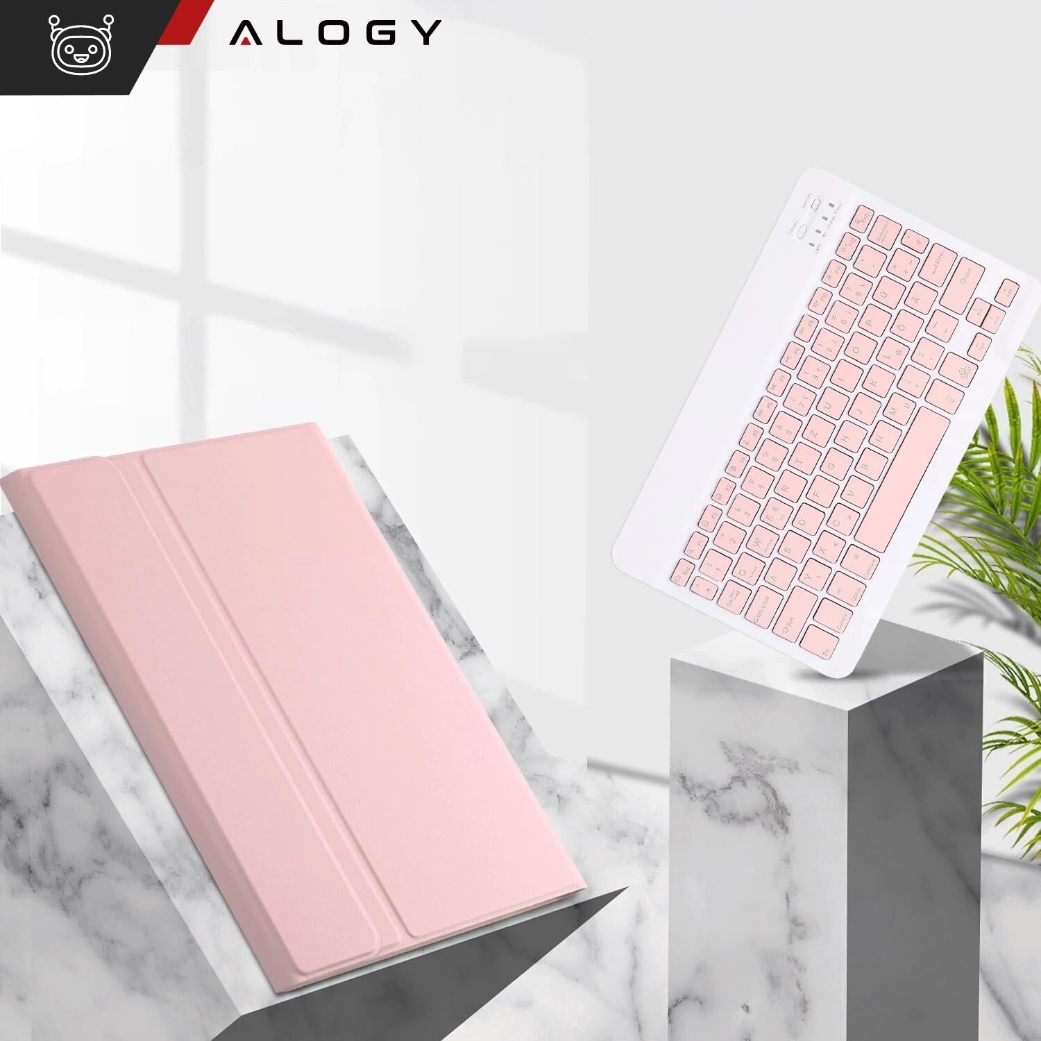 Husa cu tastatura wireless si suport, pentru Lenovo Tab K11 / K11E 11" si M11 10.95", roz, 260x180x17mm
