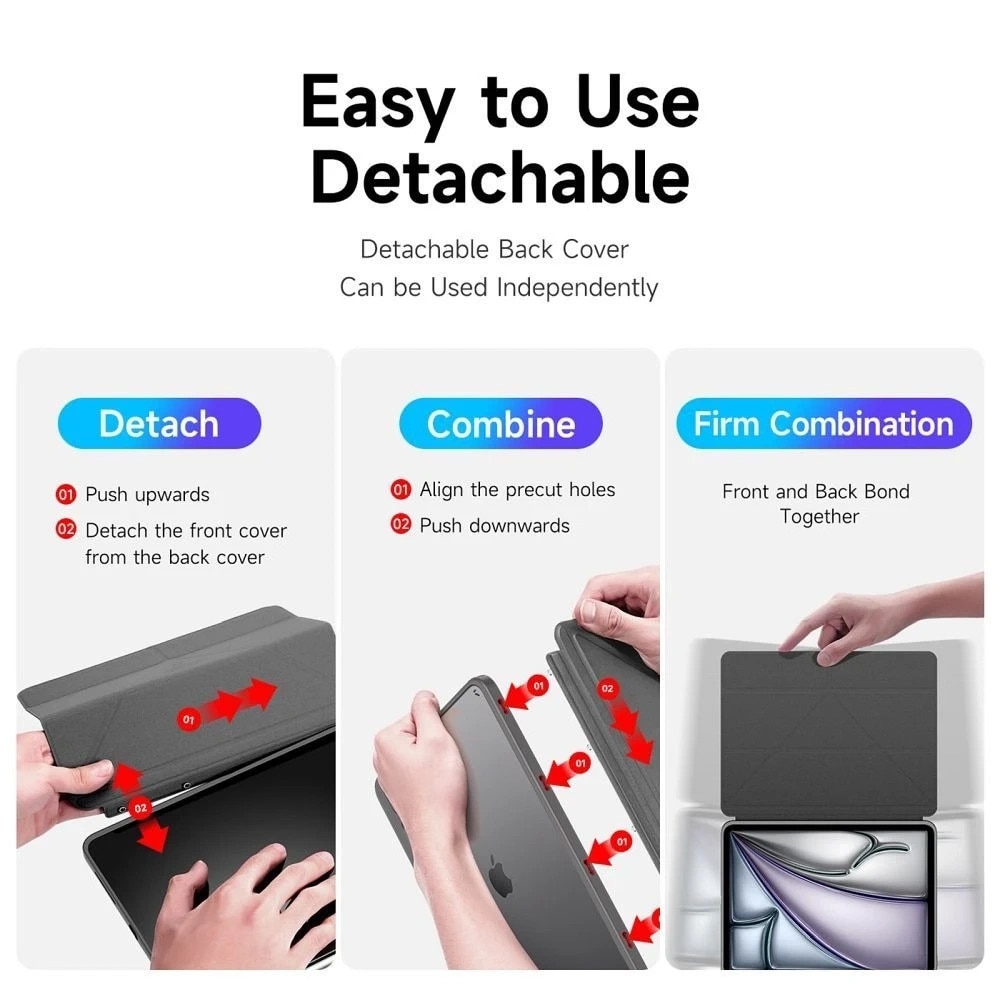 Etui Dux Ducis Magi pentru iPad Air 13" (2024), negru, cu functie de suport si protectie avansata