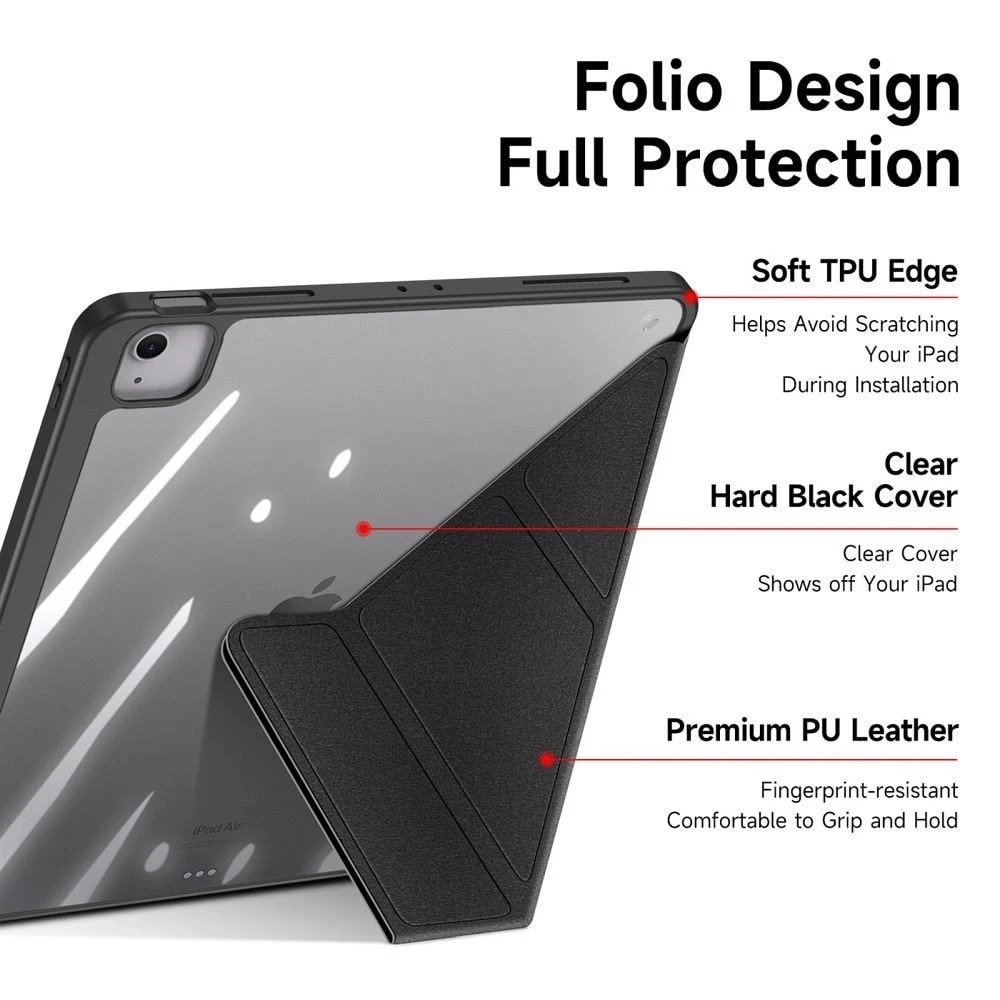 Etui Dux Ducis Magi pentru iPad Air 13" (2024), negru, cu functie de suport si protectie avansata