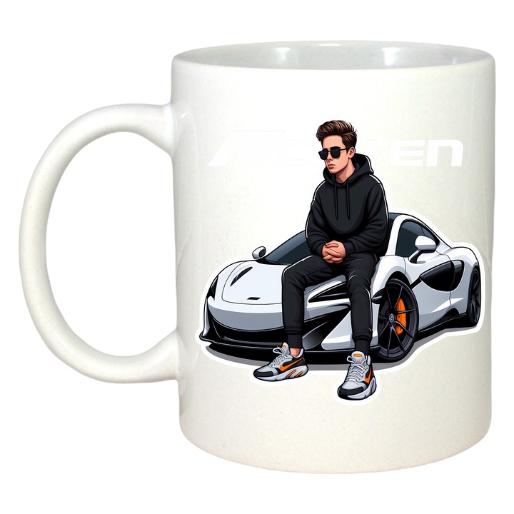 Cana Still Cool Mclaren Car, Cri-Flo, Ceramica, 330ml., Maner si interior Alb