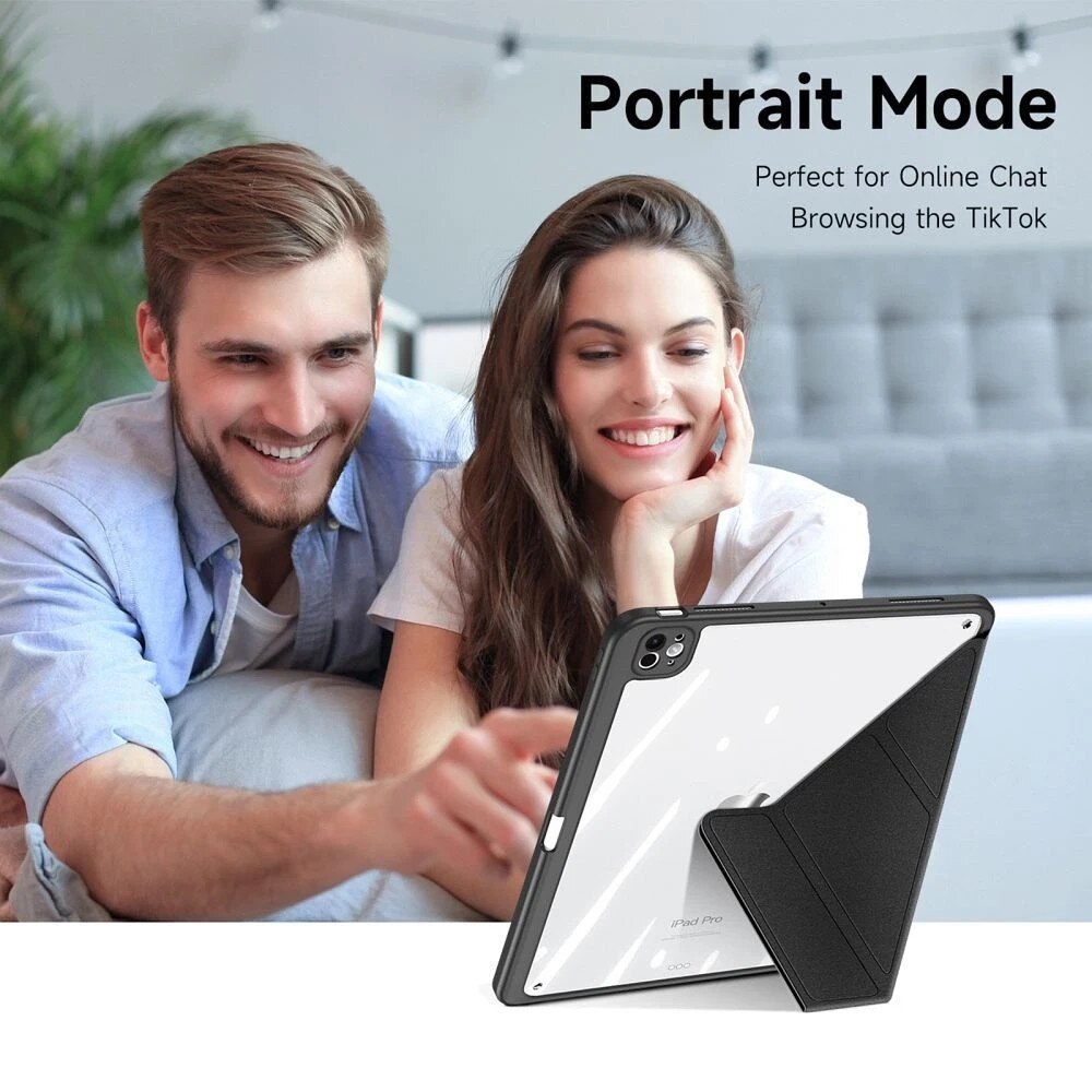 Etui protectie Dux Ducis Magi pentru iPad Pro 11" (2024), negru, cu suport reglabil si functie de activare automata