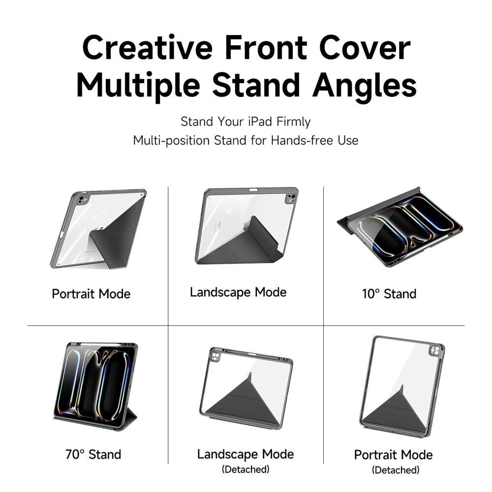 Etui protectie Dux Ducis Magi pentru iPad Pro 11" (2024), negru, cu suport reglabil si functie de activare automata