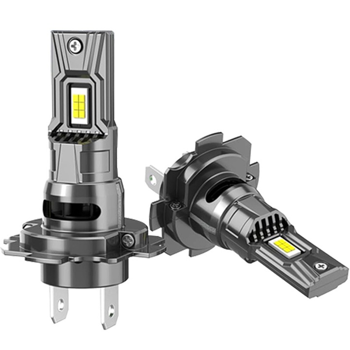 Set de 2 becuri conversie hid-led, H7, 130W, 12000*2 lm, 6000k, IP65, Miez Dublu Cupru, Radiator Aluminiu, Premium, Radiator Aluminiu cu Ventilator