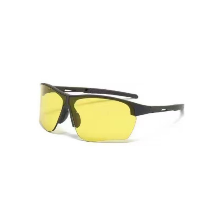Ochelari de soare sport, Unisex, UV400, Galben/Negru, 74-2-130mm