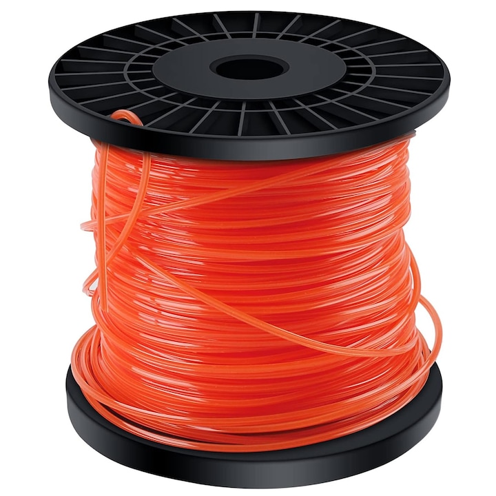 Fir trimmer/motocoasa 2.4 mm, SINBINTA, Fir de taiere cu forma rotunda, Bobina cu fir nylon, Rezistent si durabil, Resistent la rupere si supraincalzire, Pentru sapat, plivit, tuns iarba, Lungime 100m, 12.5*12.5*12cm, Culoare portocalie
