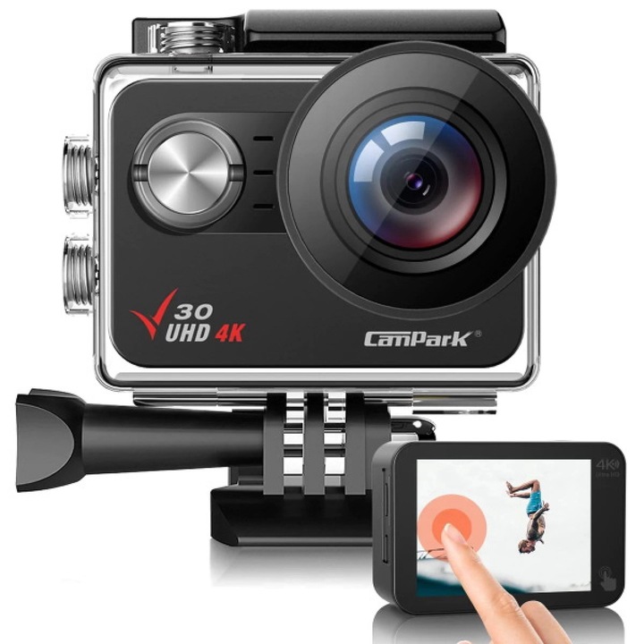 Екшън камера CamPark V30 (4K – 20MP – EIS+ЖИРО – WiFi – 2 батерии)