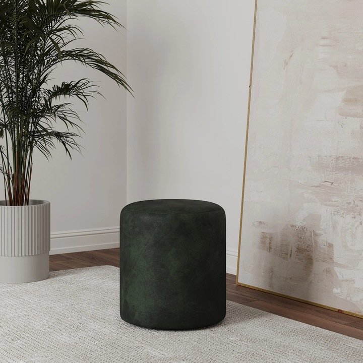 Taburet Tapitat haaus Mali, Verde Inchis, Stofa, L 41 x l 41 x H 45 cm