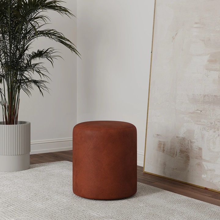 Taburet Tapitat haaus Mali, Caramel, Stofa, L 41 x l 41 x H 45 cm