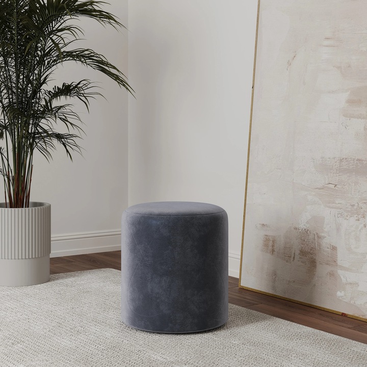 Taburet Tapitat haaus Mali, Cenusiu, Stofa, L 41 x l 41 x H 45 cm