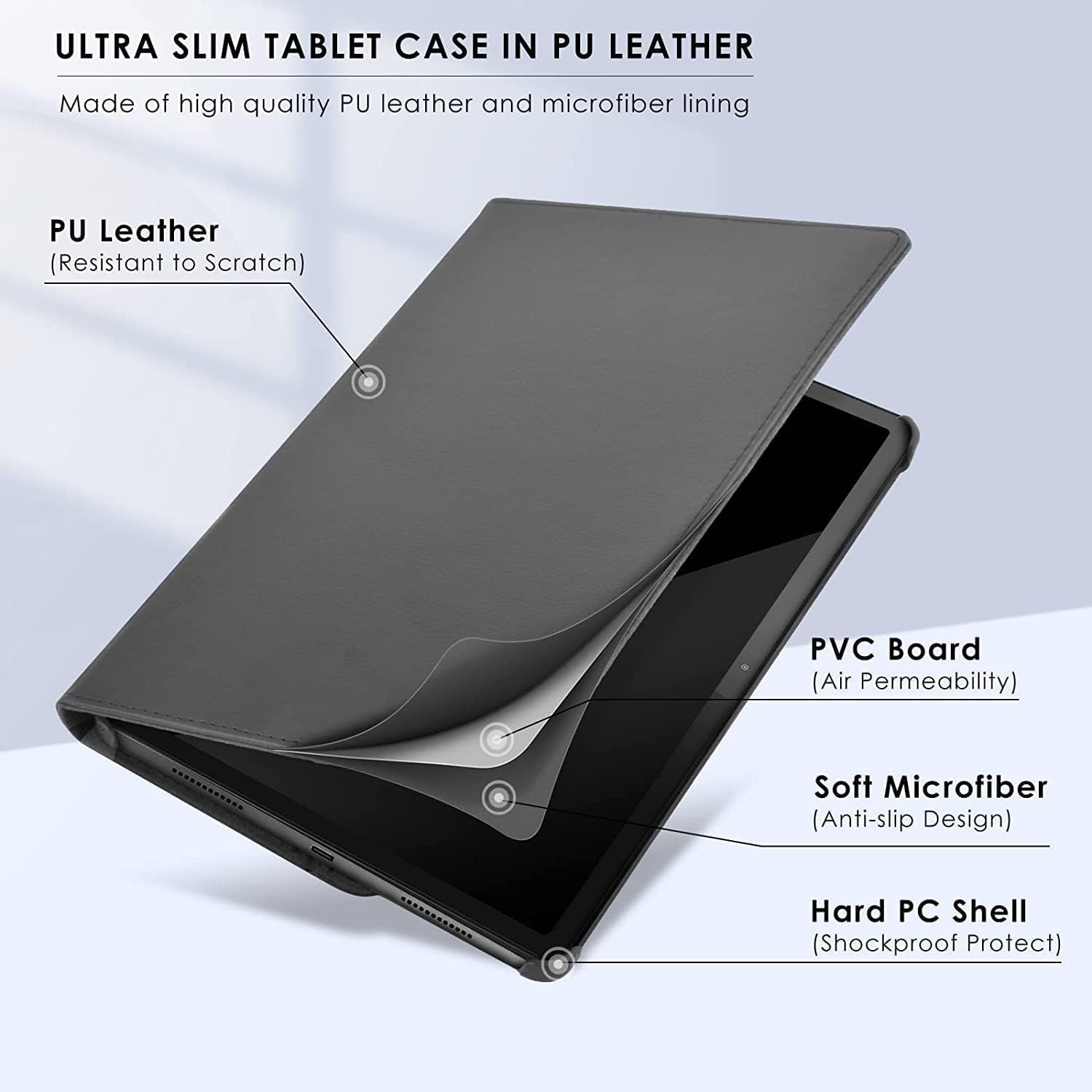 Husa rotativa 360 Sigloo, pentru Lenovo Tab P11 Pro( 2nd Gen), (TB-132FU/TB-138FU), 11.2", Smart Cover, Piele Ecologica, Negru