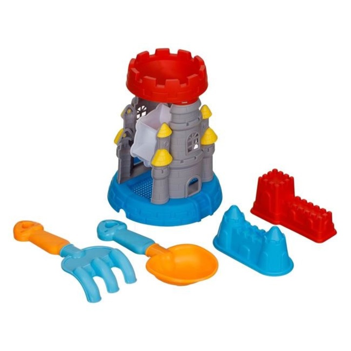 Комплект Водна Мелница Тип Замък за Плаж – Ø17.5x22.5 см, Включва 4 Цветни Аксесоара – ANTBRO®